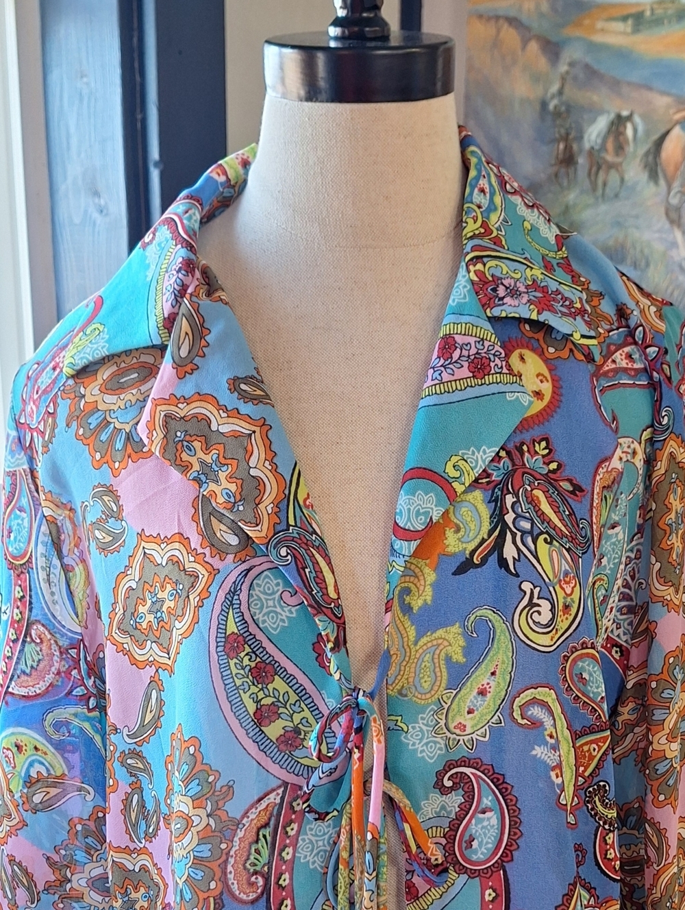 Willow & Root Mixed Paisley Print Chiffon Blouse, L, Style#8350 - Picture 5 of 16